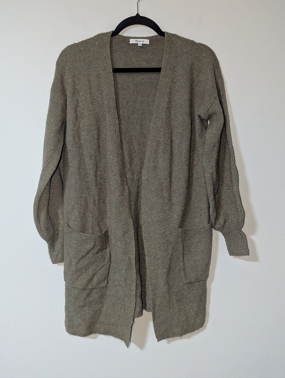 XXS‎ Madewell Edgewater Bubble Sleeve Cardigan in Olive Green